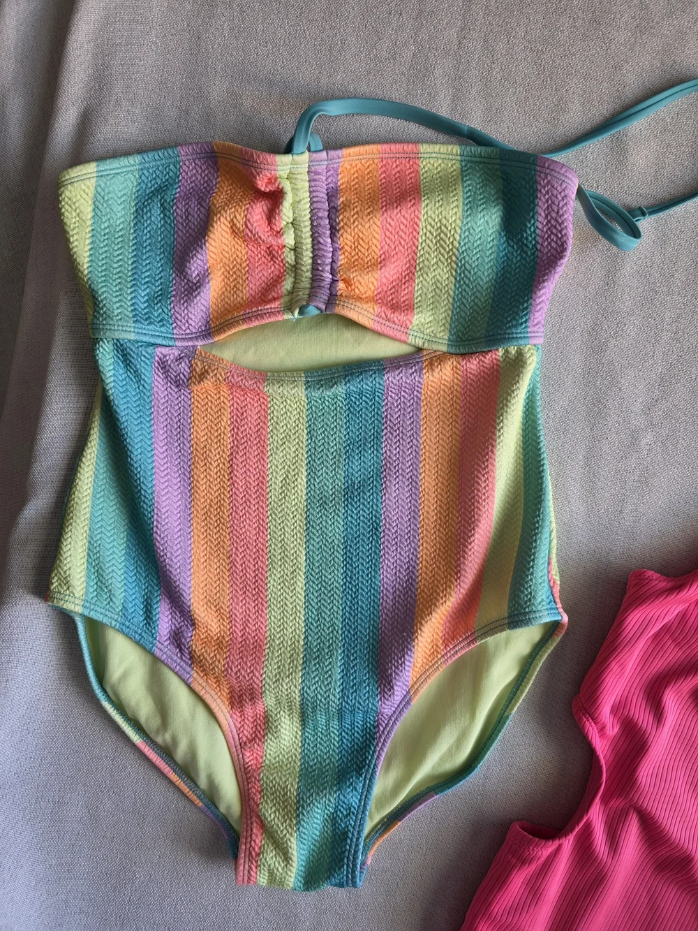 Art class Rainbow Stripes & Hot Pink One-Piece Swimsuits Bathing Suit Beach Pool
